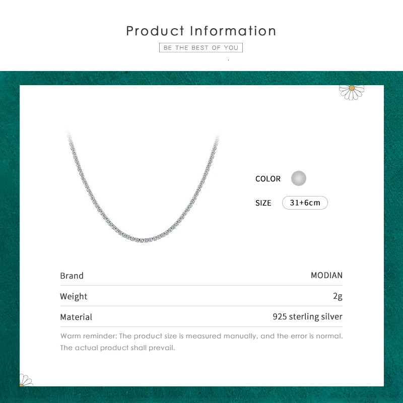 Modian Classic Full Clear CZ Necklace Solid 925 Sterling Silver Sparkling Choker Necklaces For Women Statement Jewelry 250407