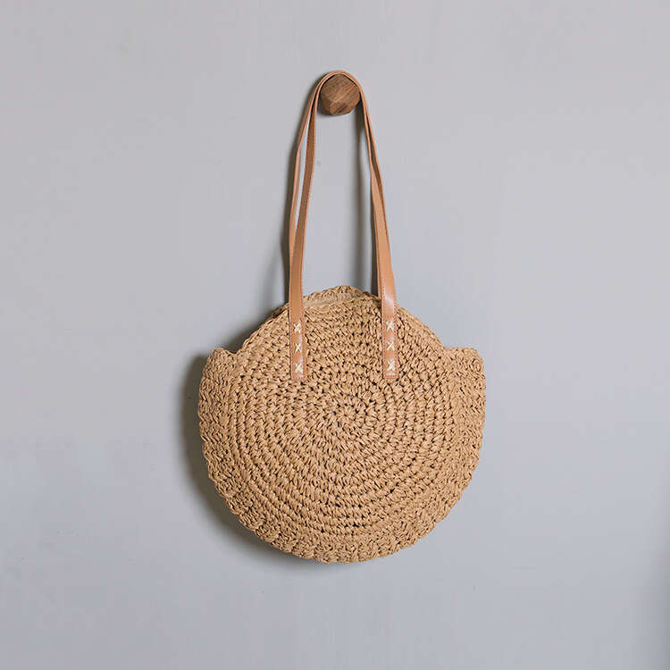 Handmade Beach Bag New Straw Shoulder Women's Woven Bag, Beach Vacation, Tourism, Large Capacity Kq2