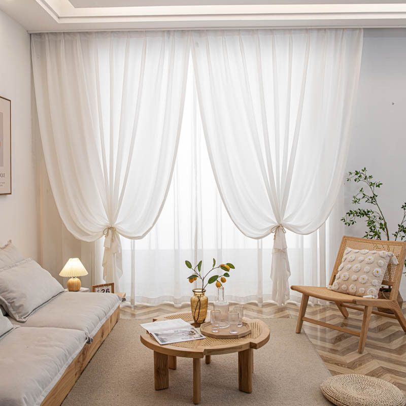 A768 phantom gauze curtain gauze curtain light-transmitting but not transparent living room balcony high value ins style 2023 new window gauze white g