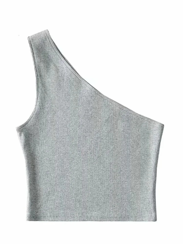 Single shoulder Cropped Tanks summer sleeveless Camis sexy Oblique collar elastic tight corset slim crop top tube women 250414Z