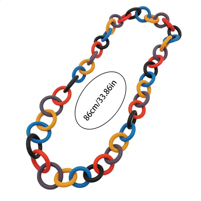 Gothic handmade rubber necklace er geometric jewelry womens circular pendant necklace multi-color chain for weddings 250408