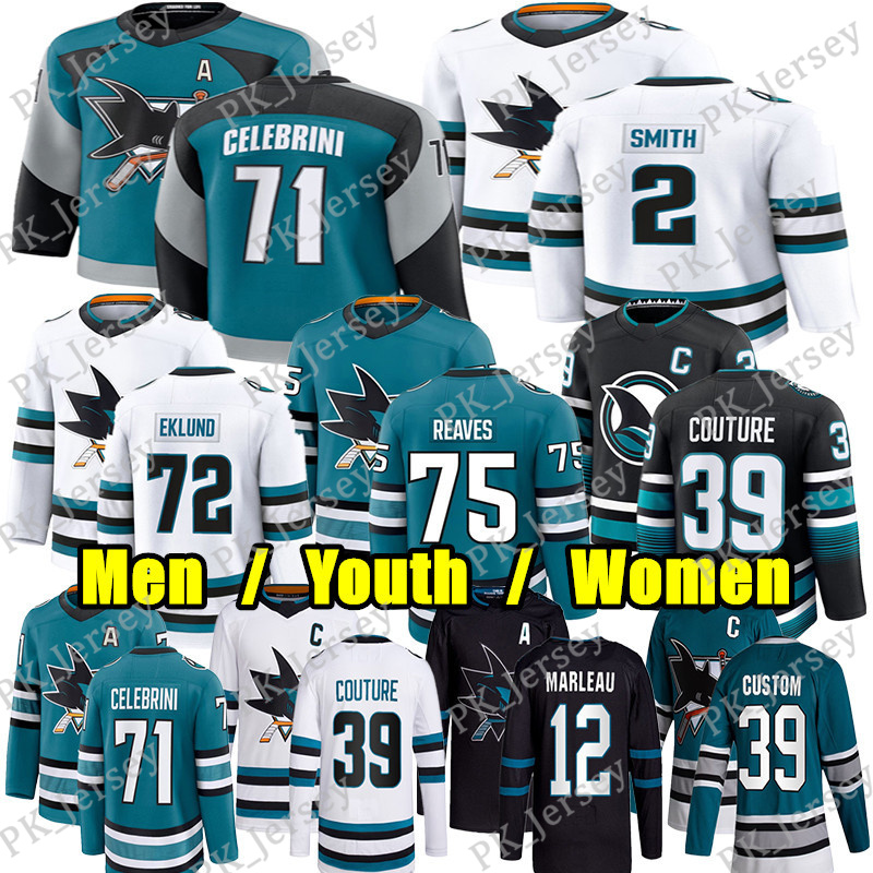 #71 Macklin Celebrini sj hockey jersey sharks jersey #2 Will Smith Ryan Reaves Michael Misa Logan Couture Skinner Sam Dickinson Toffoli Marleau William Eklund jerseys