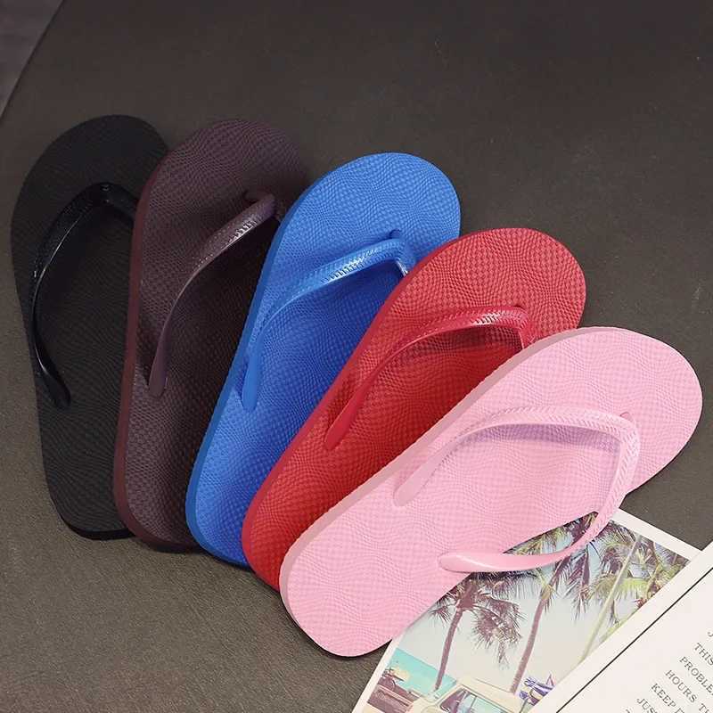 Womens summer slippers solid beach flip anti slip slippers casual shoes home shoes womens simple and comfortable beach shoes W250414