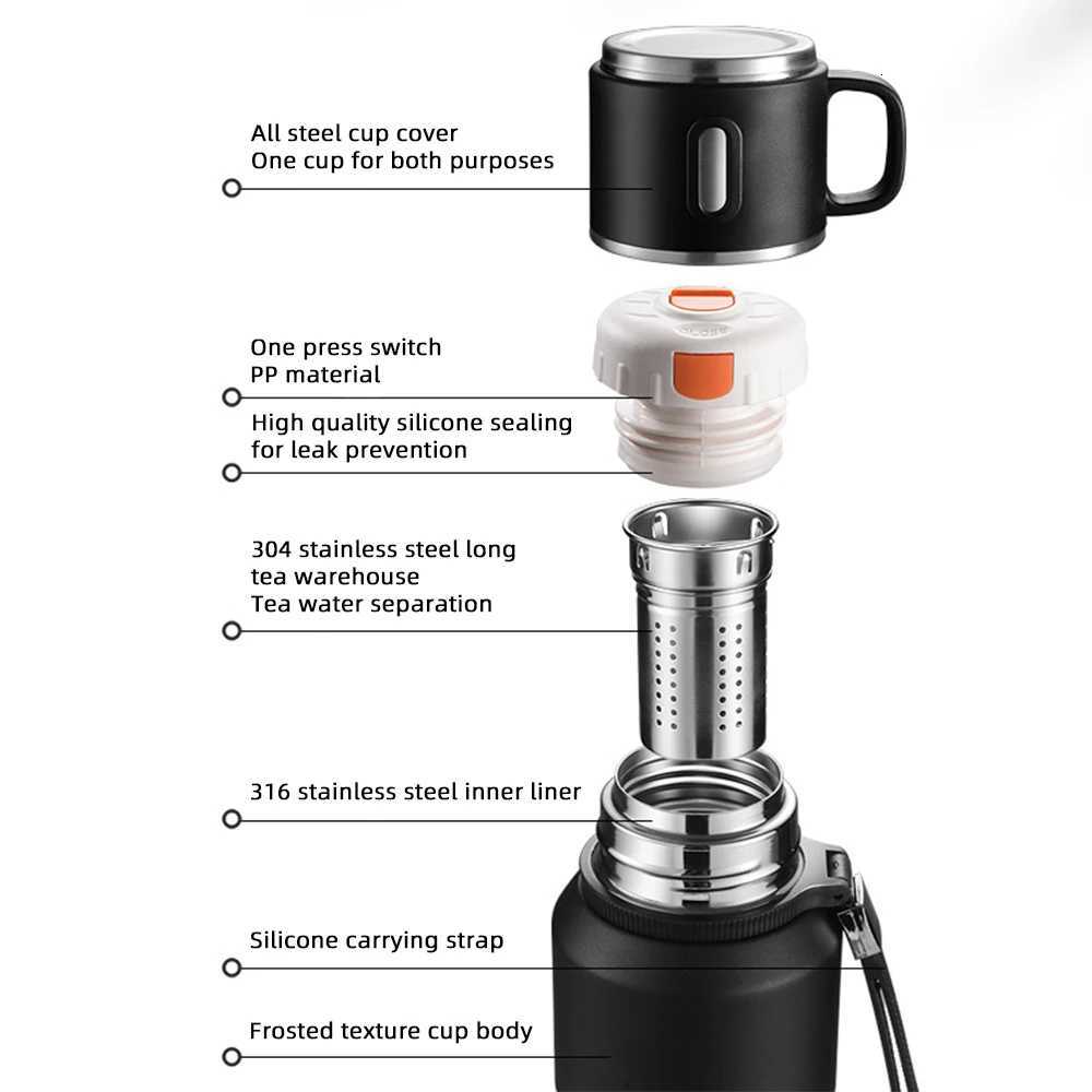 1000ML Stainless Steel Thermos Bottle for Hot Coffee Vacuum Thermal Water Bottle Insulated Cup Vacuum Flasks Double Wall Travel C251114