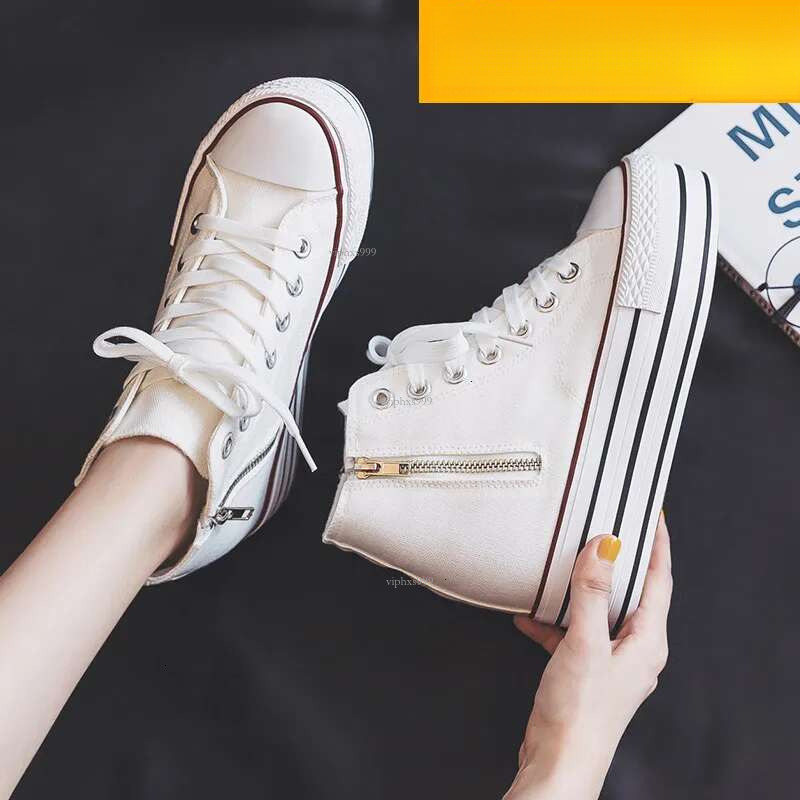 2025 New Designer Women's Shoes Outdoor Casual Breathable Canvas Double Zipper Board Shoes Korean Version Multi-functional Thick Sole Sponge Cake