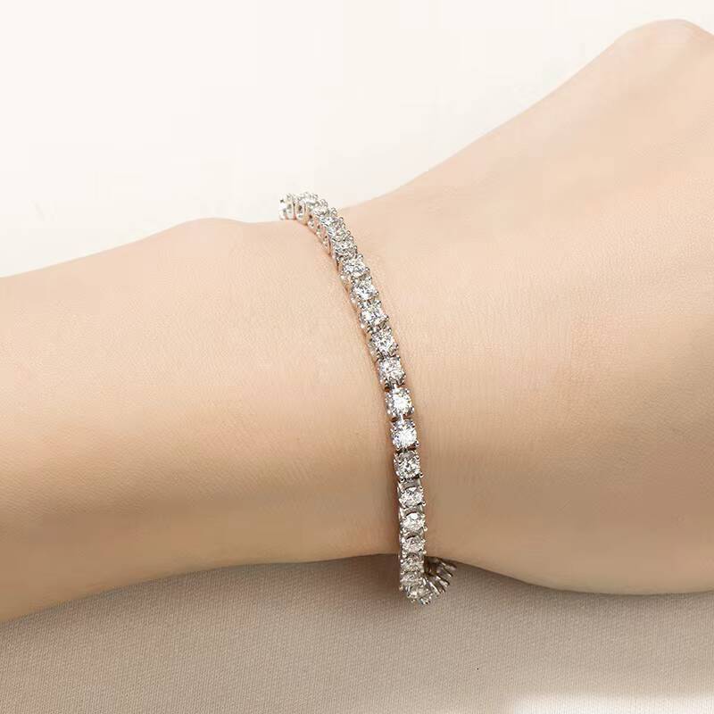 Classic Style Punk Hip Hop D Color FL GRA Moissanite Silver Chain Bracelet for Party