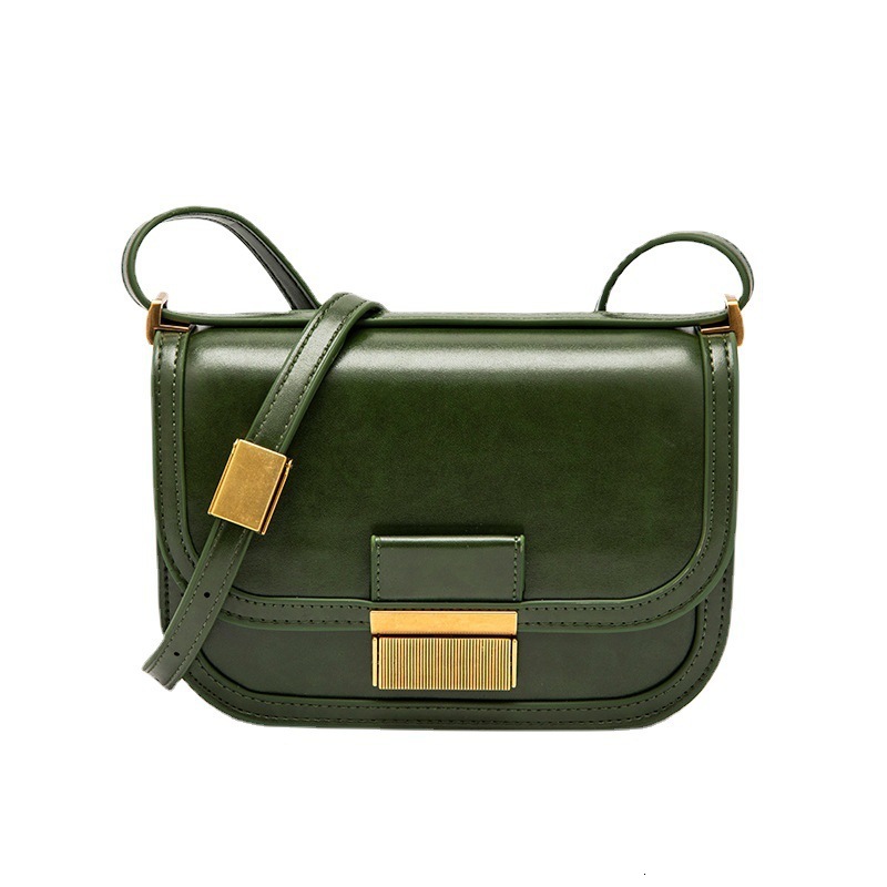 Chocolate Colored Tofu Metal Buckle Shoulder Bag, Women's New Fashionable Flip Up Underarm Bag Trend