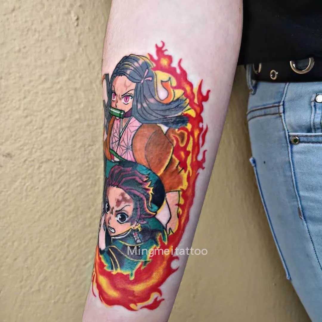 Anime Temporary Tattoo Cartoon Nezuko Tanjirou Arm Tattoo Body Art Tattoo Waterproof Fake Tattoo StickersXJ25414