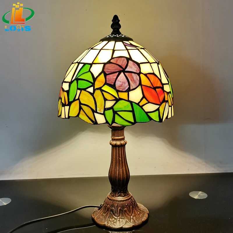 8-Inch Petunia Table Lamp Tiffany Style Hand-welded Inlaid Art Glass Bedroom Reading Study Night Light E27 110V 120V 220V 230V M251114