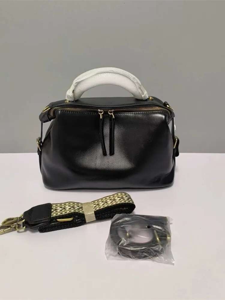 Soft Women Bag Cowskin Genuine Leather Tote Handbag Solid Color Ladies Single Shoulder Crossbody Bags