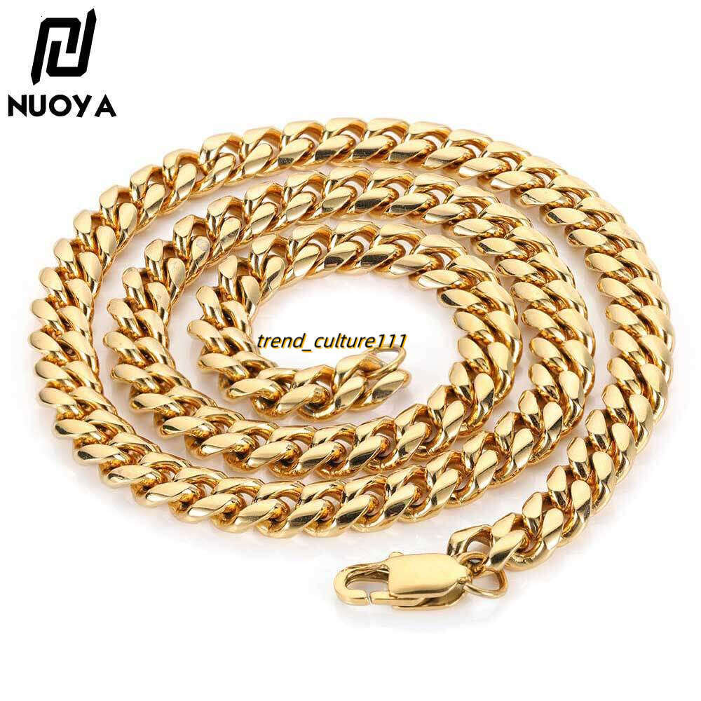 Hip Hop Japanese Buckle Stainless Cuban Round Grinding Dense Titanium Steel Men's Personalized Necklace