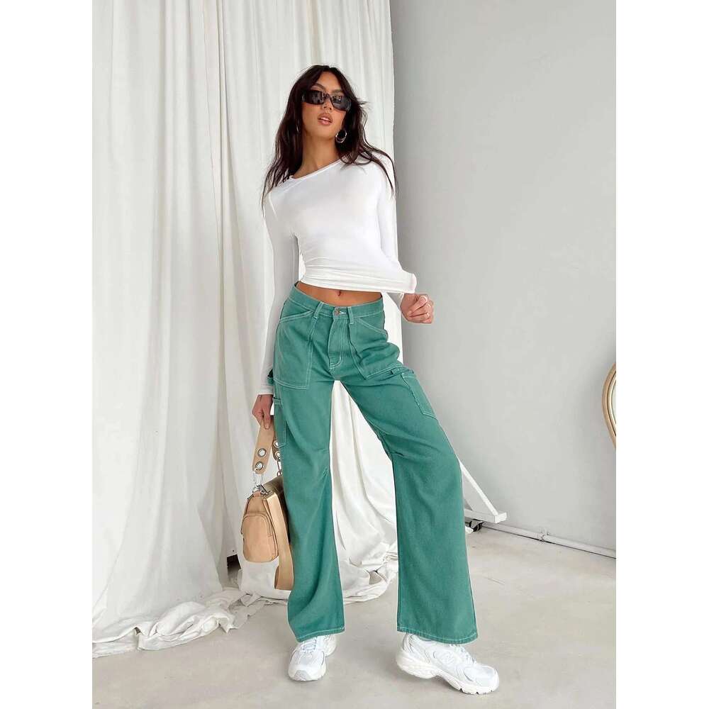 Long Sleeve U Neck Crop Top Women Sexy Female Slim Tight Casual Summer Tee Clothes Streetwear Brown women clothing