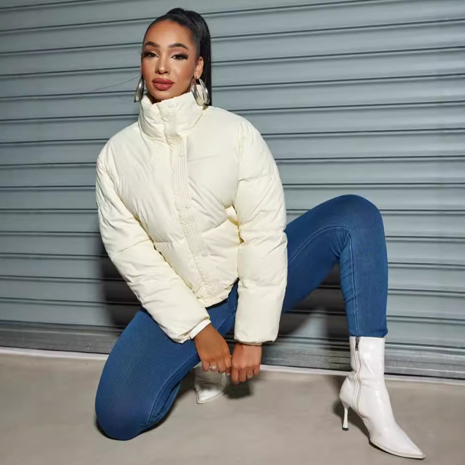 Free wash PU short thick down for women in winter 2025, new small lapel bread jacket, cotton coat jacket