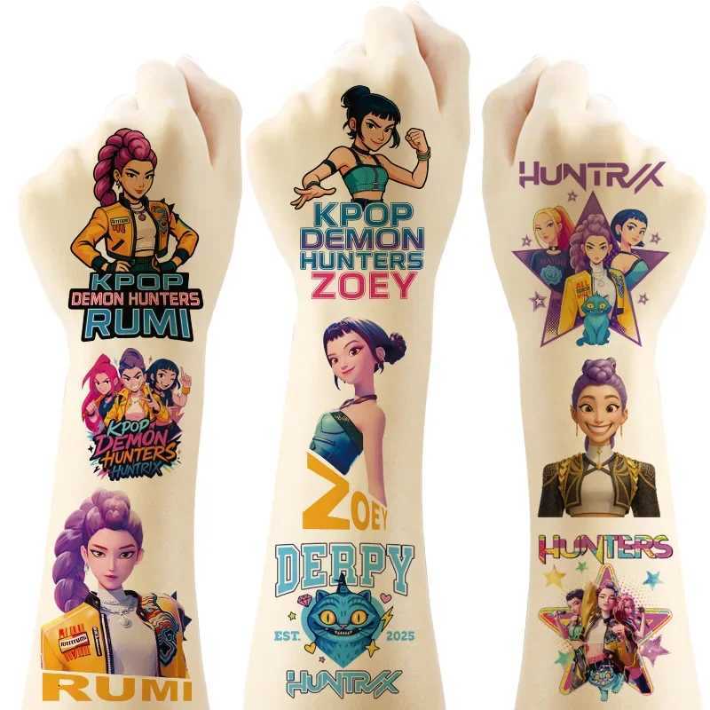 Kpop Demon Movie Hunters Temporary Tattoos Removable Tattoo Stickers for Kids Goodie Bag Stuffers Party Supplies Decoration Gift Z251111