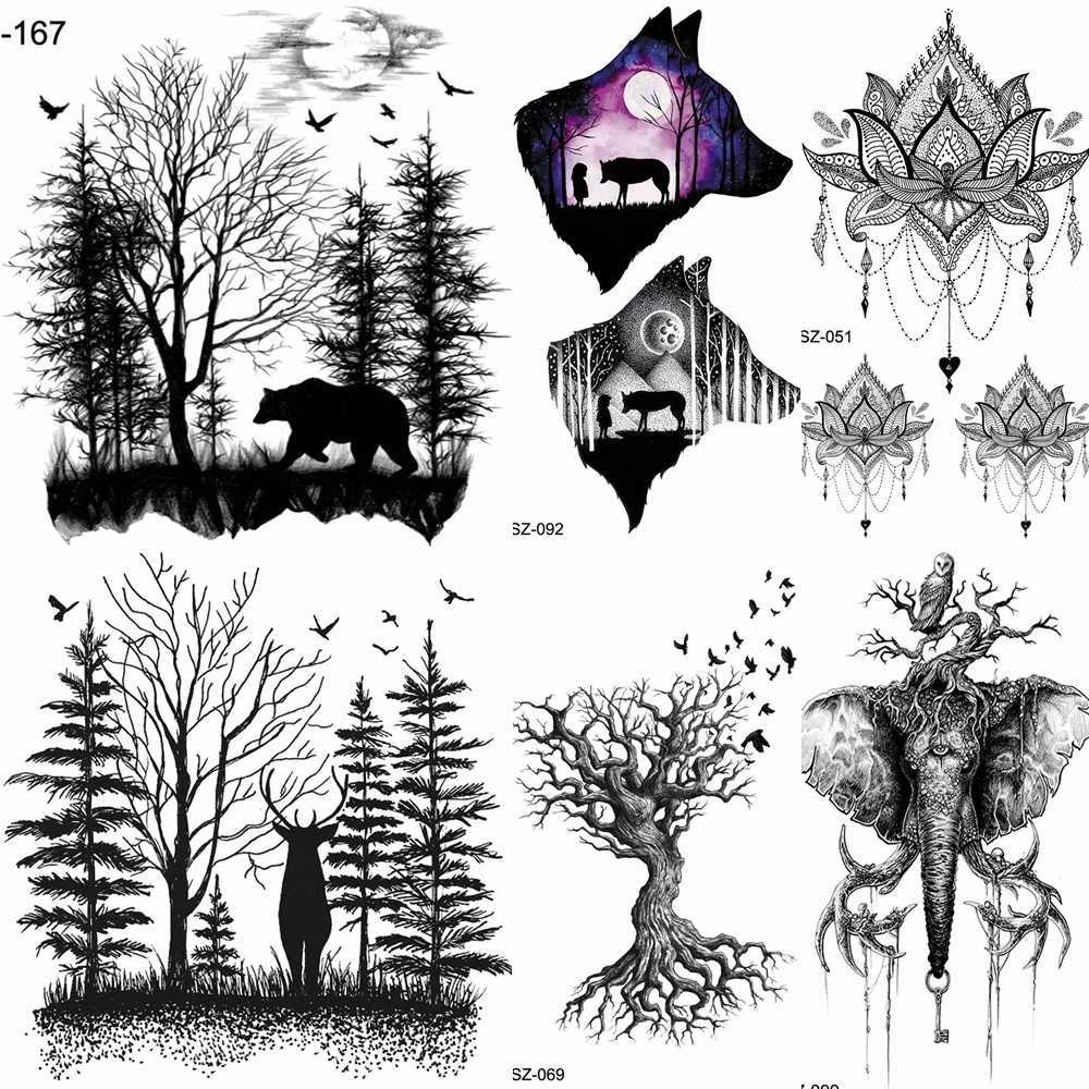 Fanrui Forest Bear Deer Temporary Tattoo Sticker Female Elk Fake Tattoo Body and Arm Purchase Summer Style Tattoo Illustration TreeXJ25414