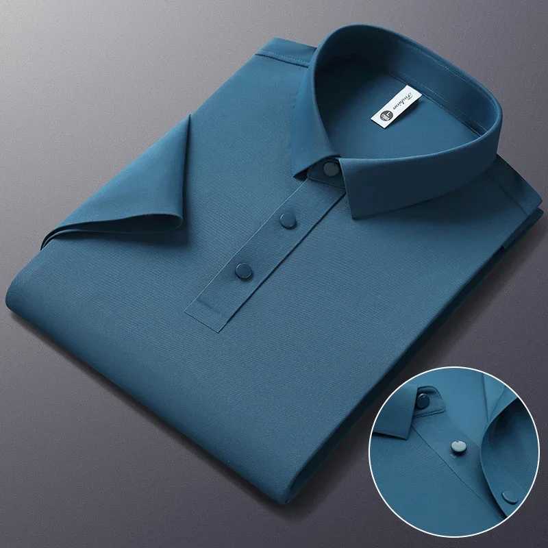 Brown Brand Business Casual Polo Shirt for Men 2025 Summer Solid Color Short Sleeve Mens Polo Fashion Collar Mens T-shirt Top W250414