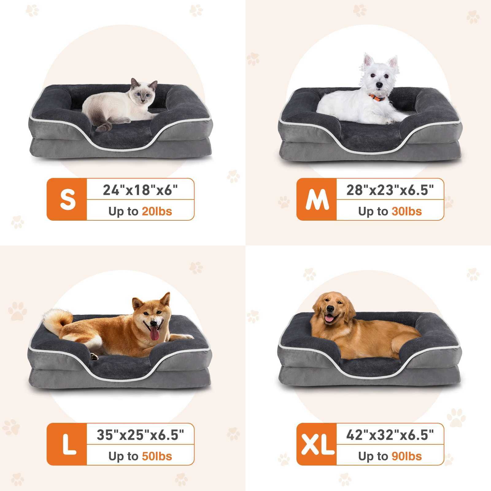 JHK Orthopedic Dog Bed Memory foam Pet Bed for Small Dogs and Cats with Washable Removable Cover and Non slip Base Lining X250412
