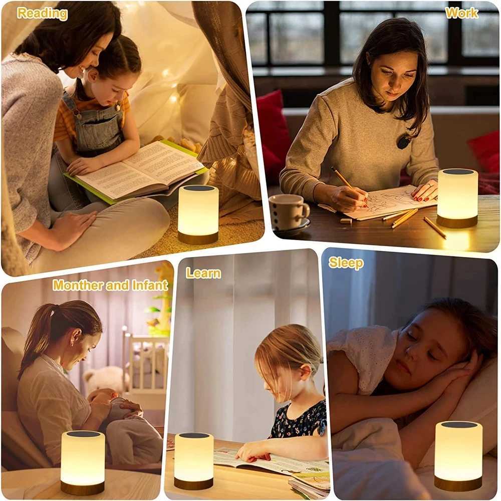 Touch Bedside Light Bedroom Night Light Dimmable Desk Light Remote Control 13 Color Changing Light Timed Shutdown USB Charg M251114
