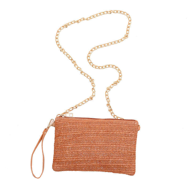 Handmade Beach Bag Summer New 2025 Straw Woven Crossbody Casual Women's Chain Beach Bag Handbag For Women Kq2