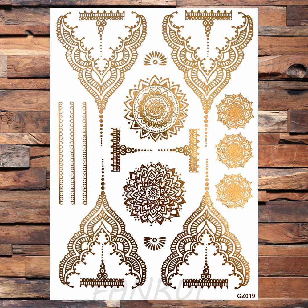 Golden Feather Small Tool Womens Temporary Tattoo Real Fingernail Flower Fake Tattoo Stickers Unique Waterproof TattooXJ25414