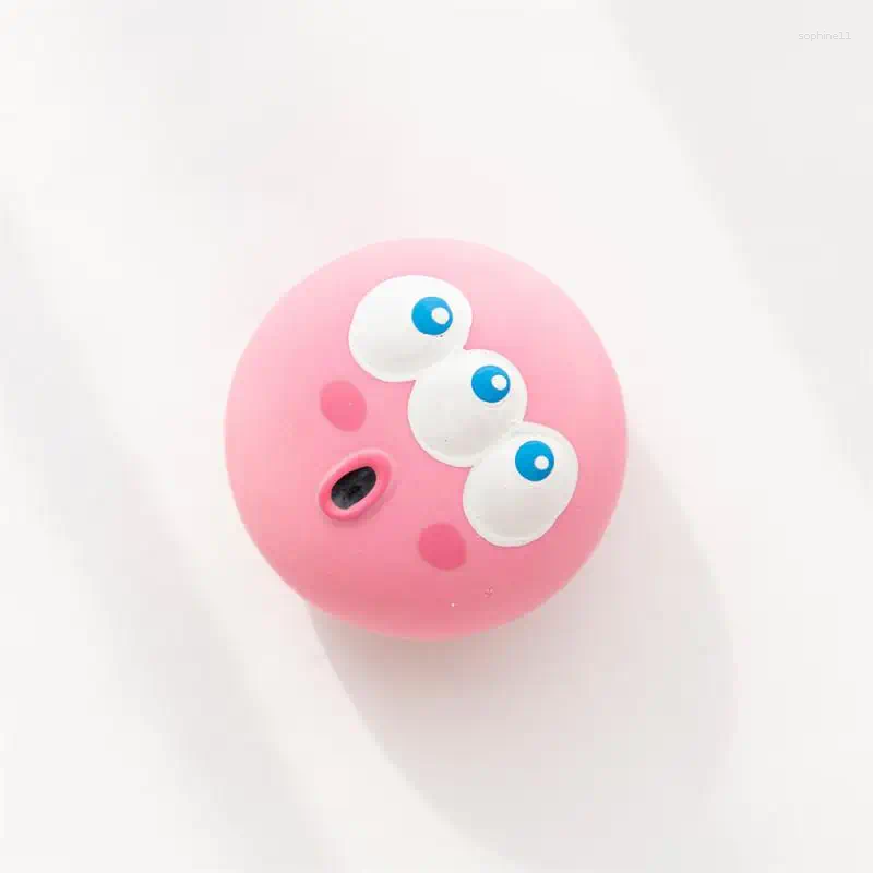 Update Puppy Toy Ball Cute Cartoon Big Eyeball Squeaking Sound Rubber Balls Dog Making Sounds Chews Playth Interactive Pet Toys Sphere