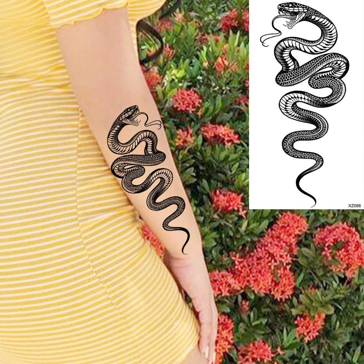 Scorpion Rose Female Temporary Tattoo Adult Real Vampire Wolf Terror Snake Crown Fake Tattoo Stickers Arm TattooXJ25414