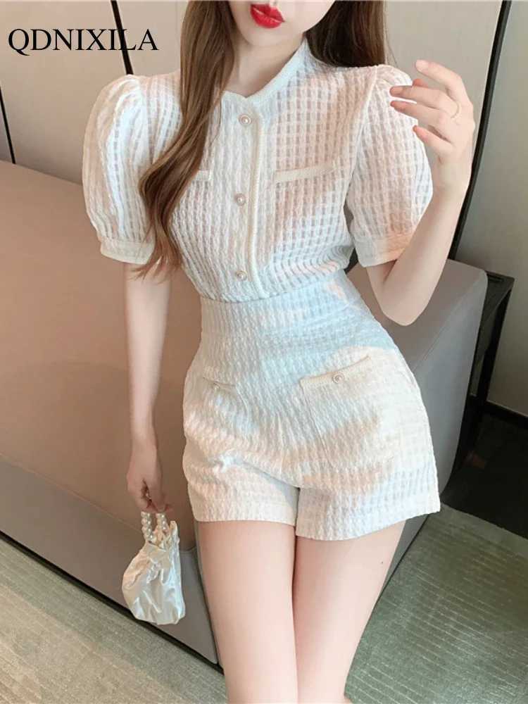 2024 Summer Womens Shorts Set Korean Fashion Shorts Sve Top and Shorts 2-piece Set Womens Shorts SetXJ250414