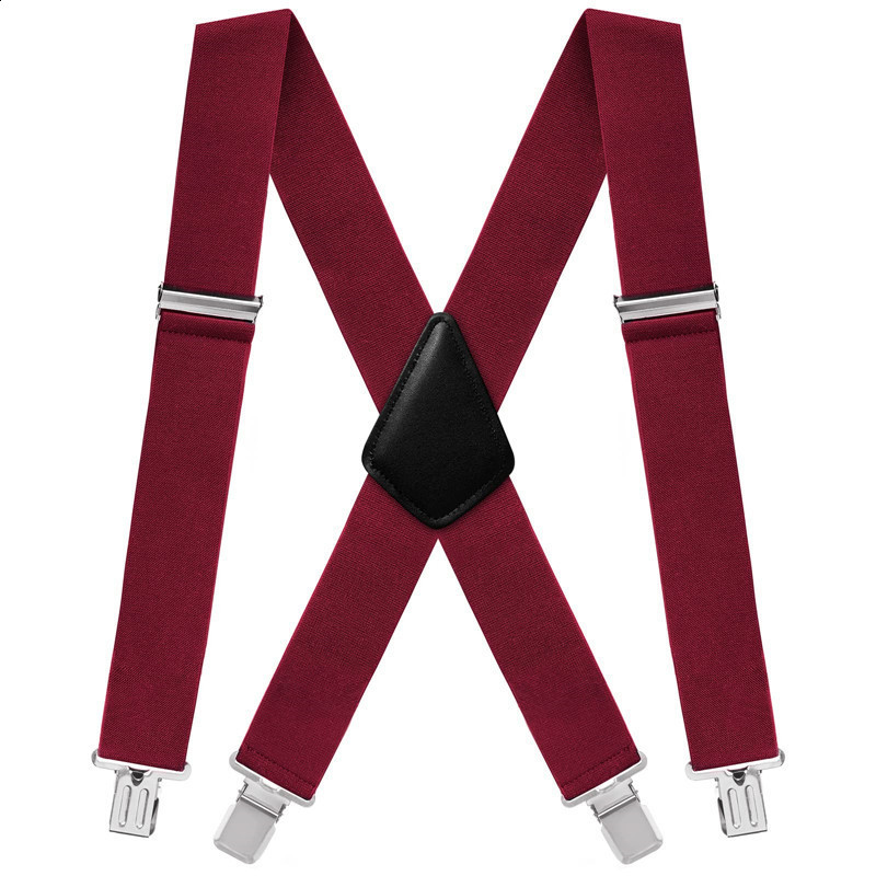Plus Size 50mm Wide Men Suspenders High Elastic Adjustable 4 Strong Clips Suspender Heavy Duty X Back Trousers Braces 5 Colors 220701