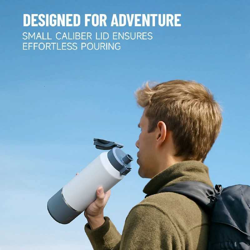 Tyeso Stainless Steel Thermo Bottle Portable Vaccum Travel Mug with Handle Leak-Proof Lid for Outdoor Sports Hiking Drinkware C251114