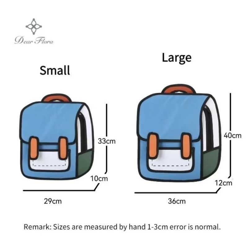 Y2K Cute 2D Drawing Cartoon Bag Anime Backpack 3D Comic Student Schoolbag Kawaii Teenage Daypack Funny Kids Travel Bag MochilaW251113