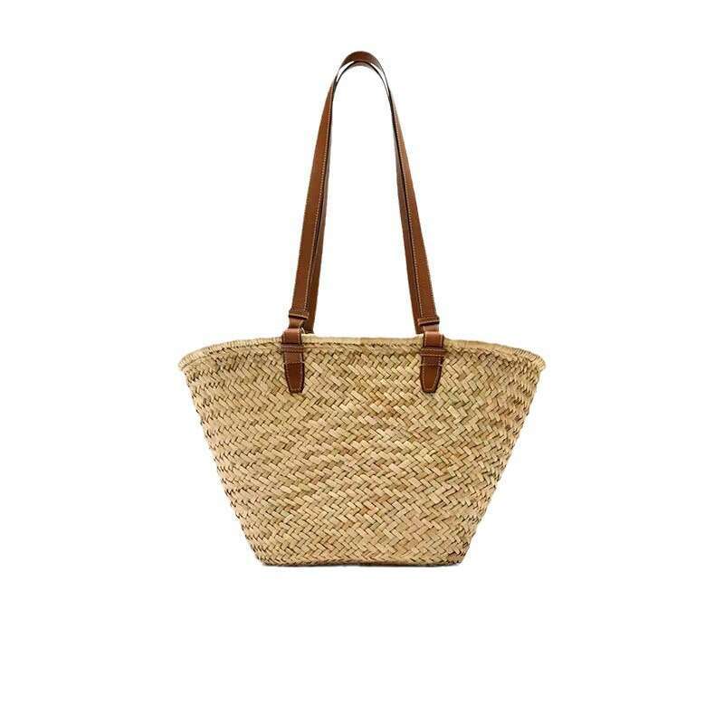 Handmade Beach Bag Simple One Shoulder New Versatile Large Capacity Woven Vacation Style Beach Bag, Natural Grass Women's Bag Kq2