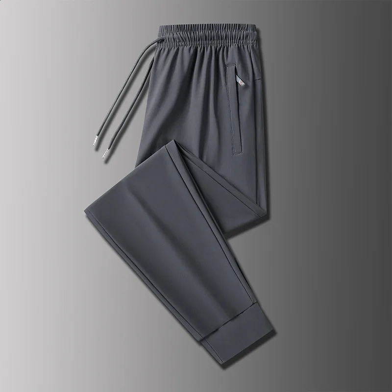 Summer sports and leisure ice silk pants loose straight ice silk mens slim fit Trouser 250410