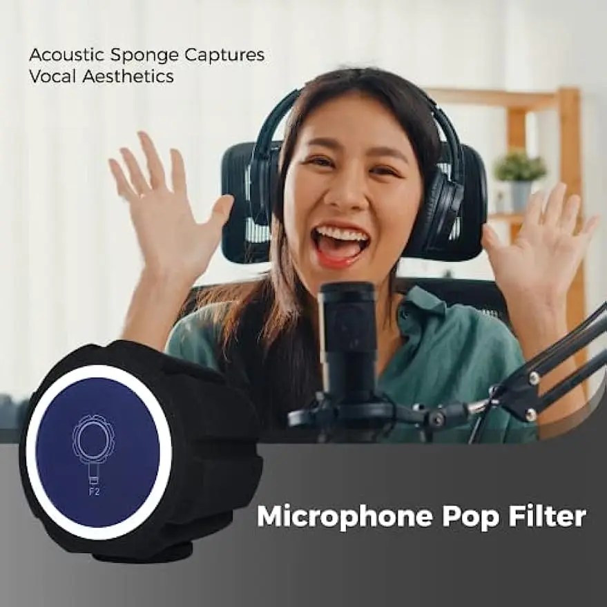 Pop Filter, Wind Shield Acoustic Filter , Vocal Isolation Foam Ball, Noise Canceling Sponge Microphone Windscreen