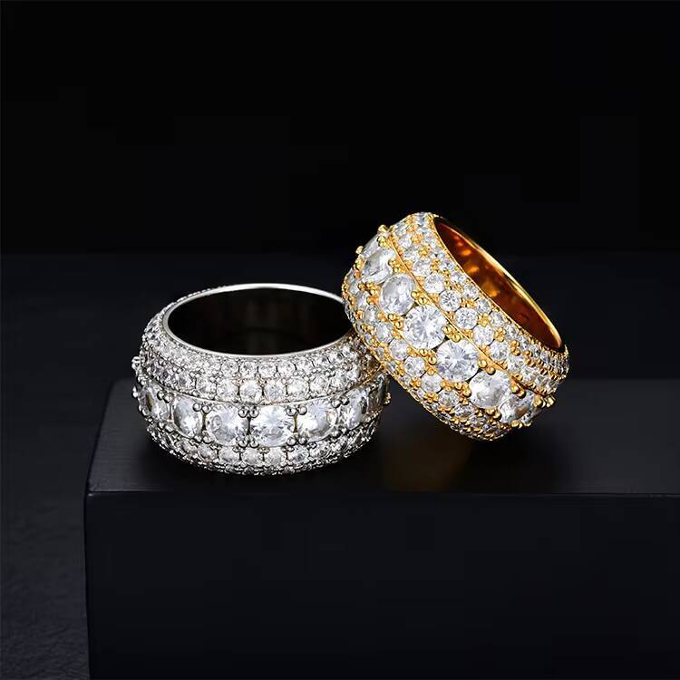 Classic Luxury 5 Rows Moissanite Ring Pass Diamond Test 925 Sterling Silver Shiny Fashion Jewelry Rings Moissanite Ring Men