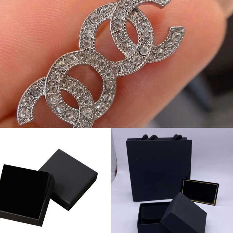 cc earring Stud Earrings Dia Woman mini Sier Plated Double Letter Crystal Rhinestone Earring Jewelry Wholesale ch cl S251113SMF3