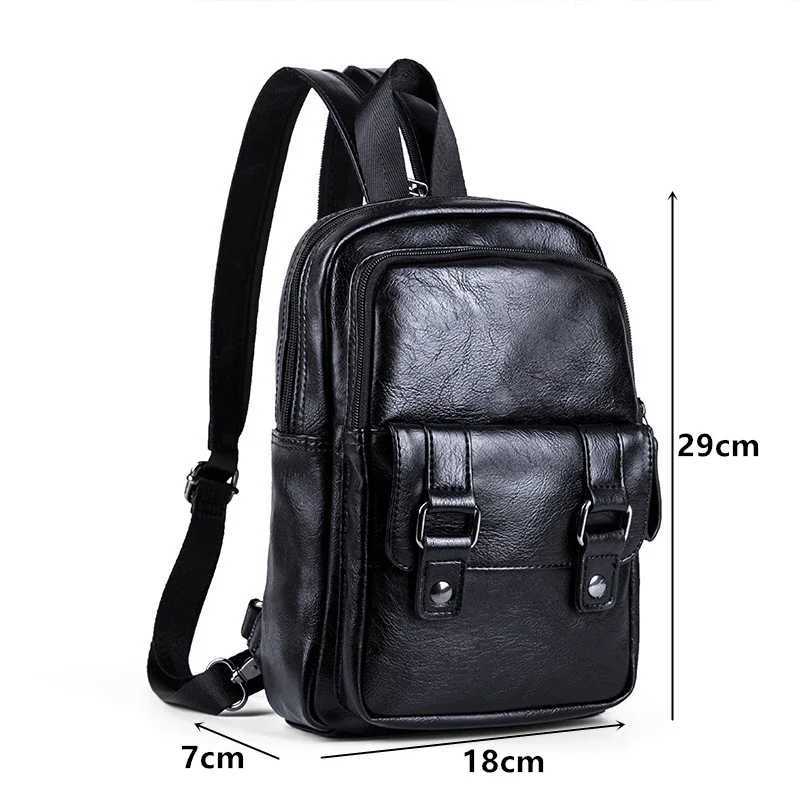 Lightweight Multifunction Mens Backpack Fashion Chest Bag Small Shoulder Bags For Men Crossbody Bag PU Leather Small BackpacksW251113
