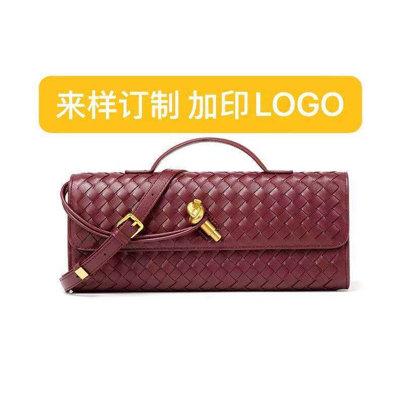 designer bag Hot selling handmade soft leather stick horizontal square organ bag, solid color hand-held diagonal cross women's bag