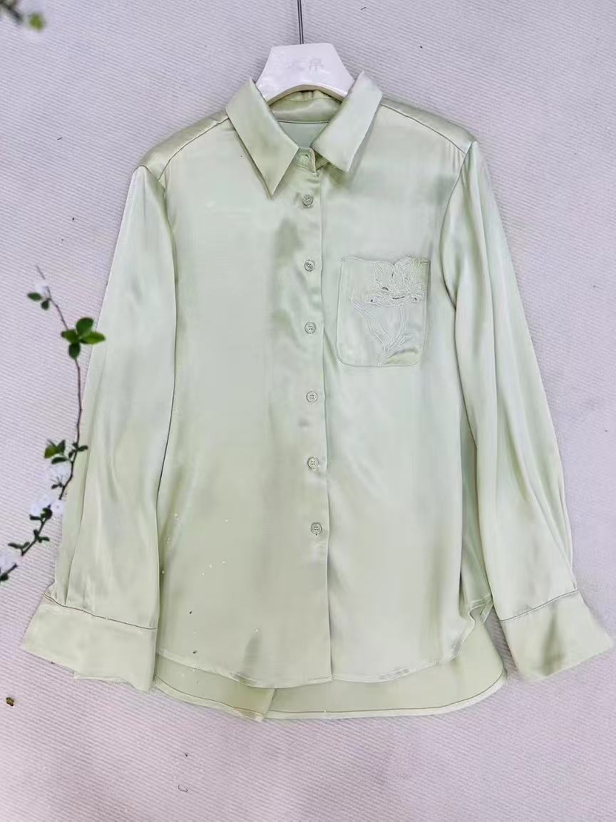 Chic Ladies' Embroidered Artificial Silk Top for Casual Wear