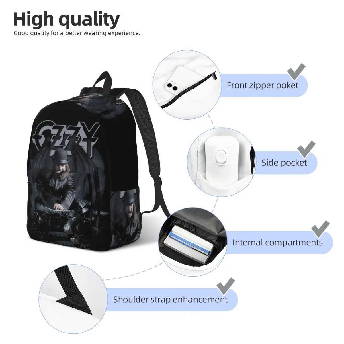 Heavy Metal Rock Ozzy Osbourne Ordinary Man Snakes Backpack Workout Backpacks Women Men High School Bags Design Big RucksackW251113