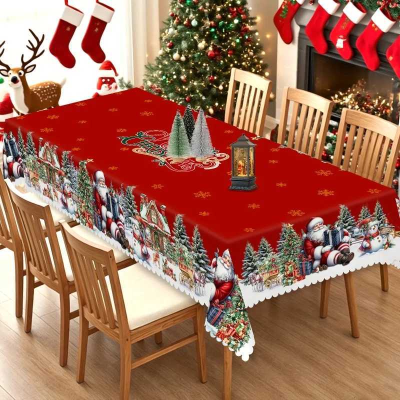 Christmas 1pc Custom Christmas New Year Tablecloths Santa Claus Snowman Christmas Tree Pattern Tablecloths Christmas Party Tablecloths Y251113