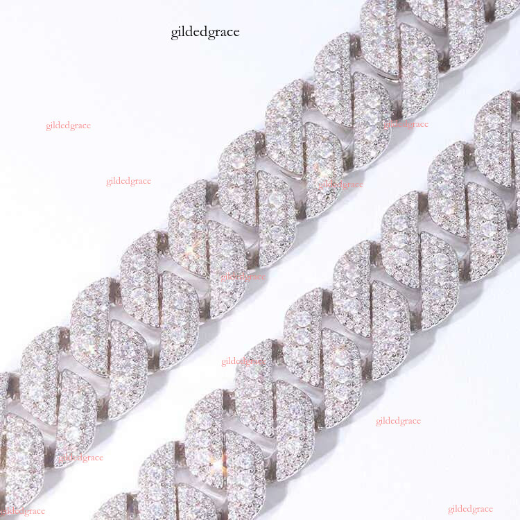 Customized wholesale price s Sterg sliver with GRA vvs Moissanite 15mm 3rows mens jewelry rapper necklace cuban k chain