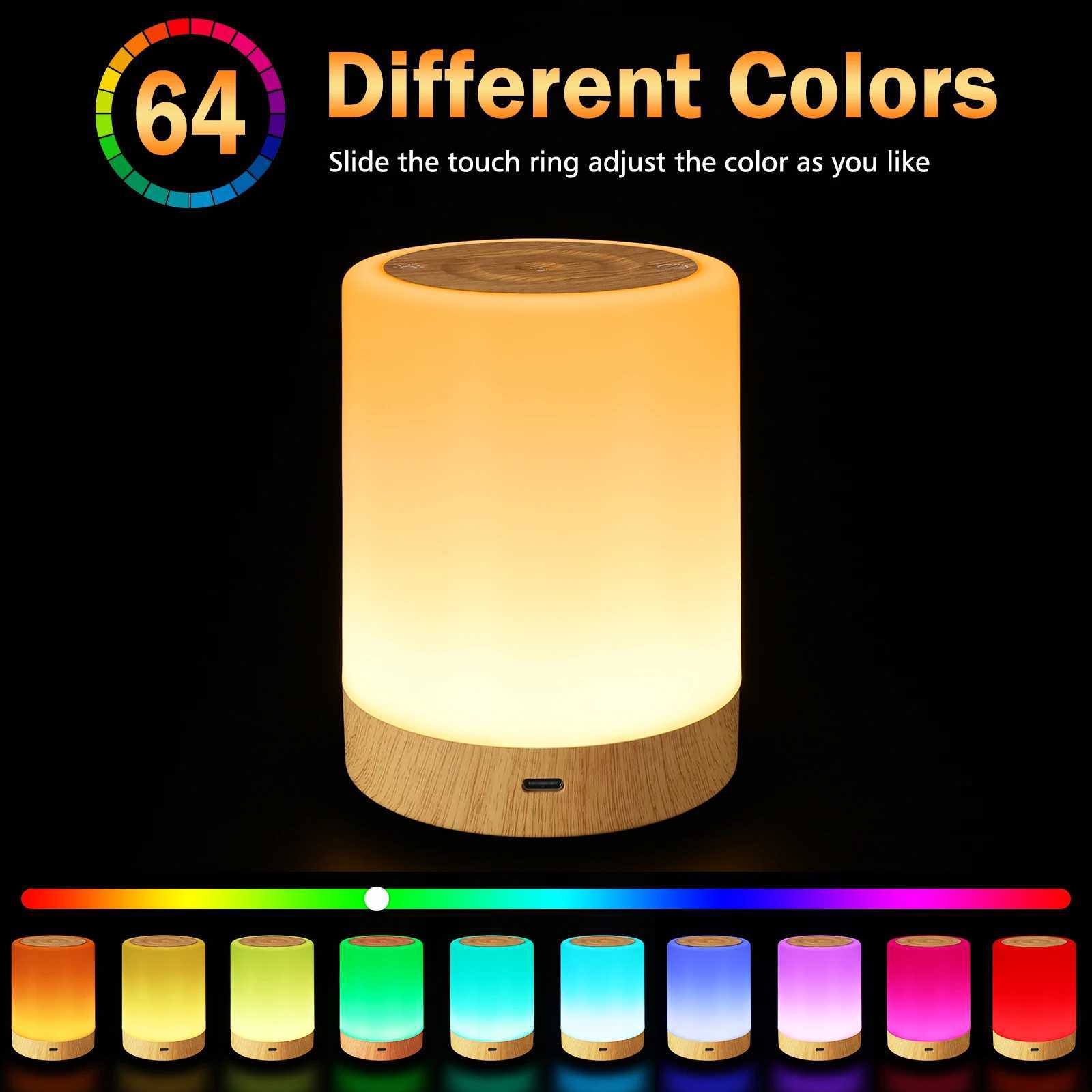 Touch Controlled Night Light RGBUSB Charging Dimmable Desk Light Color Changing Light Bedroom Living Room Bedside Light M251114