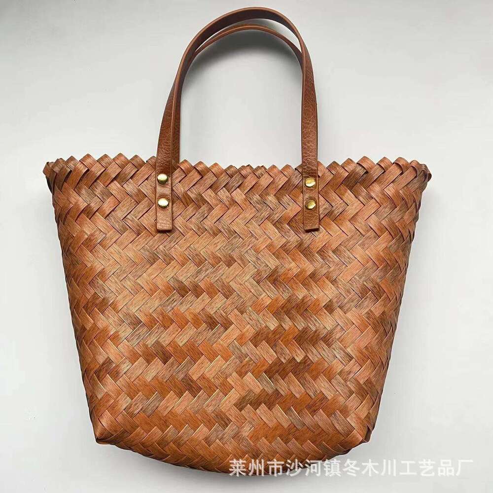 Handmade Beach Bag Mid Autumn Festival Gift Box Mooncake Special Hand-Held Straw Imitation Rattan Tote Bag, Large Capacity PP Woven Bag Kq2