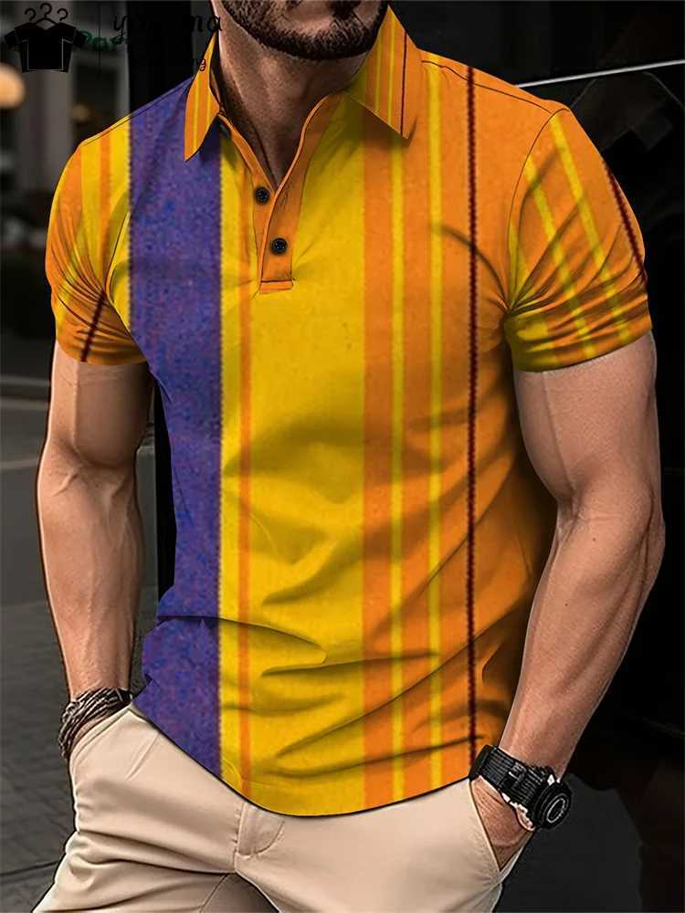 Simple striped printed mens shirt fashionable mens clothing designer mens T-shirt street collar mens polo shirt mens clothing 2024 W250414