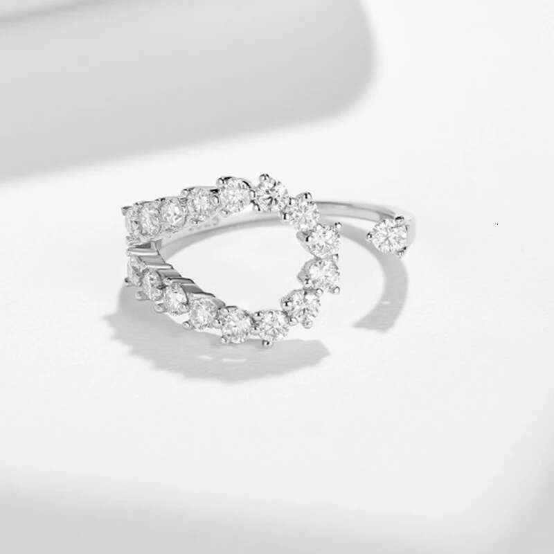 Full Moissanite Diamond D VVS1 Womens Rings 925 Silver Plated 18k White Gold Fine Jewerly Ring for Women