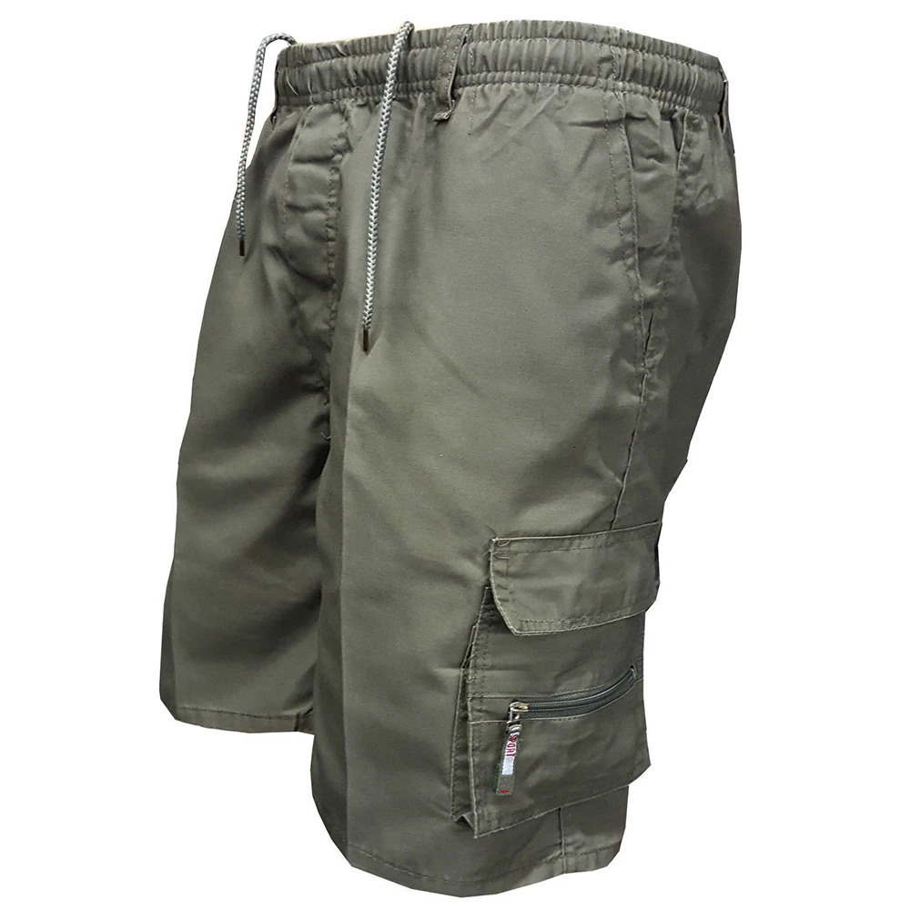 Mens tactical shorts summer casual jogging cargo loose multi pocket elastic waist work hiking 250414Z