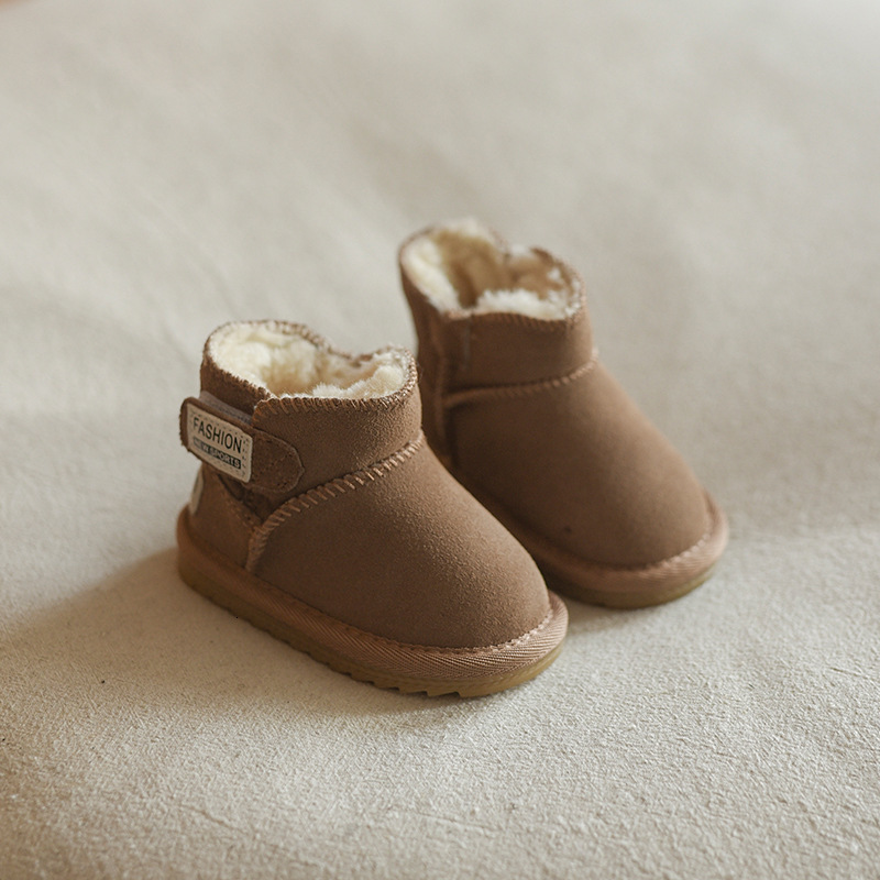 Winter Baby Snow Boots Warm Plush Leather Toddler Shoes Fashion Boys Girls Anti-slip Rubber Sole Baby Sneakers Infant Boots 241028