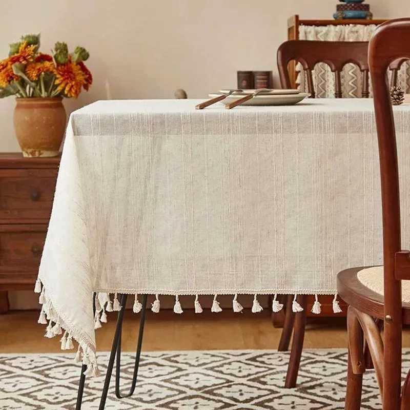 Christmas 1pc Classical Tablecloth Line Tassel Atmosphere Dining Table Cloth Dust Decorative Cloth Living Room Coffee Cover Towel Y251113