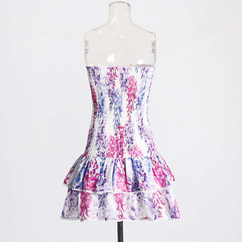 Designer Trendy High-End Slimming Strapless Skirt for Spring Summer 2025 Fashionable Print Design