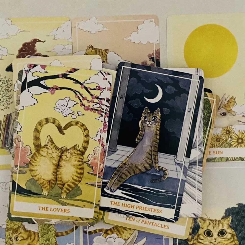 Sunny Orange Cat Tarot Deck 78PCS English Cute Kitten Tarot cards Divination Edition Deck Borad for Cat Lovers C251114